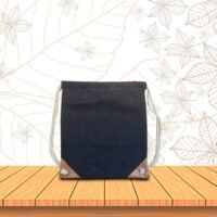 Denim Drawstring Backpack Bag
