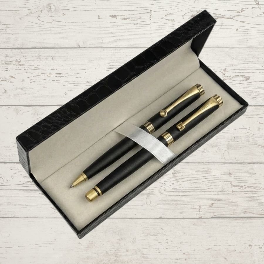 vitta royale black & brass ball pen set
